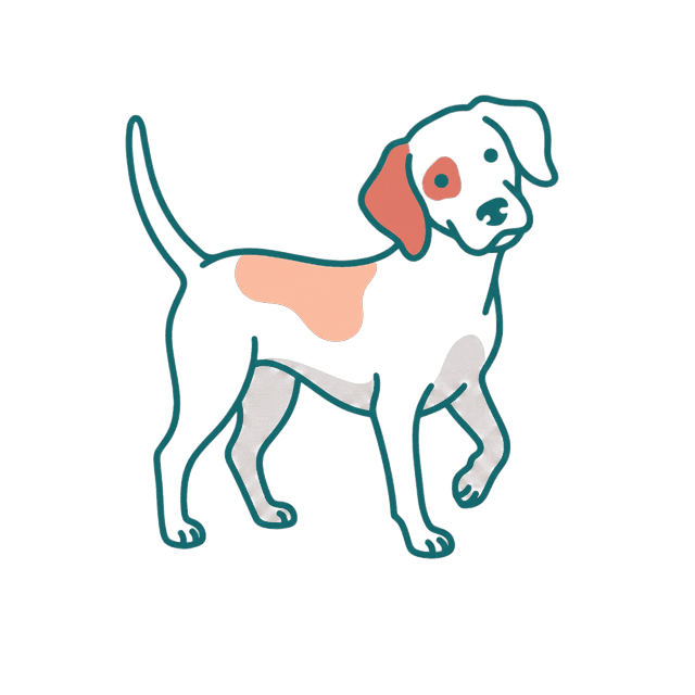 Illustration of a curious dog with its head tilted