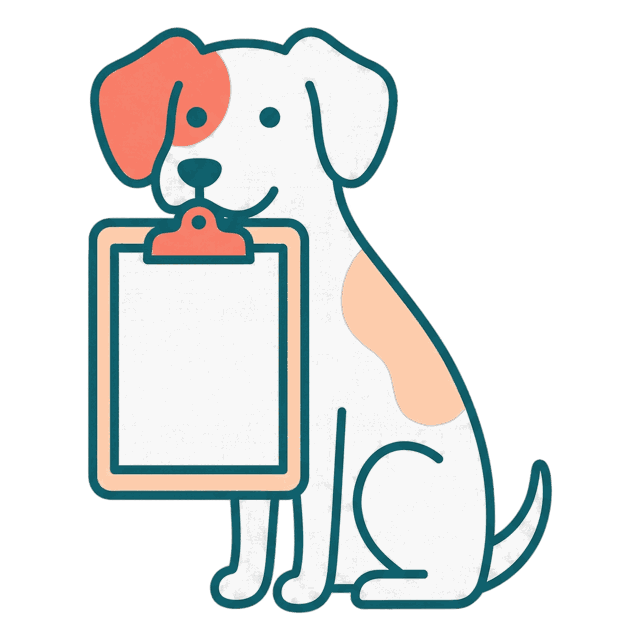 Illustration of the dog holding a clipboard