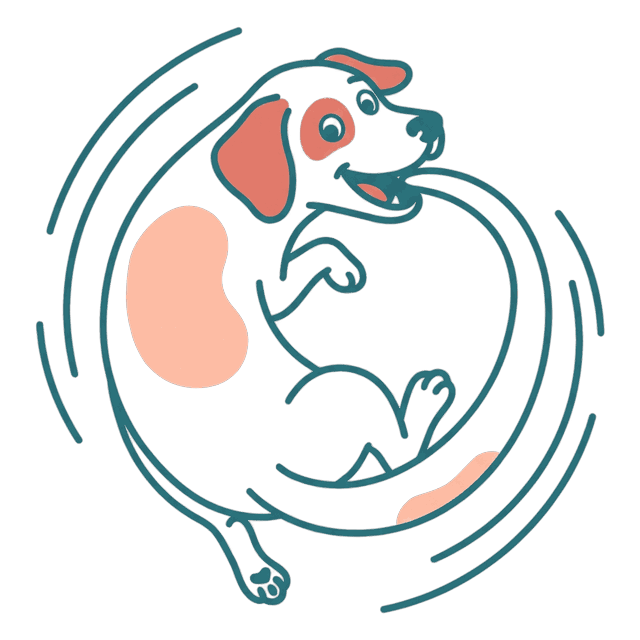 Illustration of a dog chasing its own tail in a circle