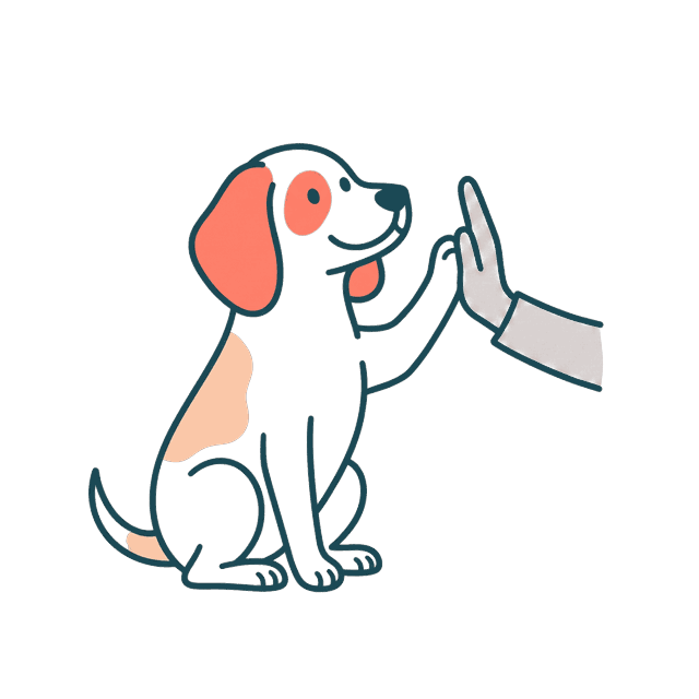 Illustration of the dog giving a person a high five